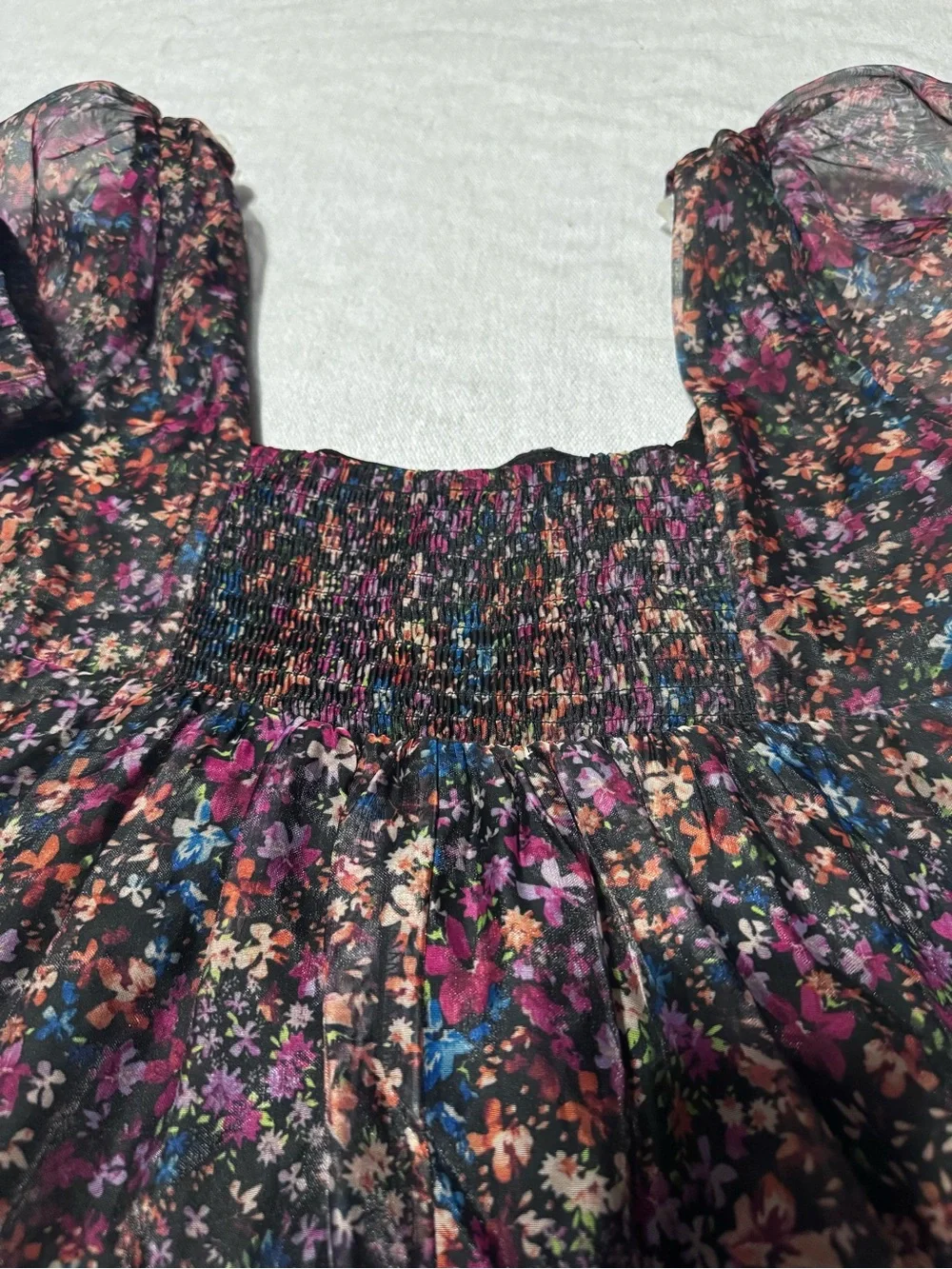 wild fable Black Floral Puff Sleeve Dress